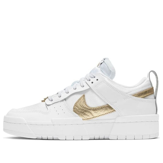 (WMNS) Nike Dunk Low Disrupt 'White Metallic Gold'  DD9676-100 Signature Shoe